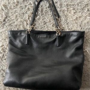 Coach Black Leather Double-Handle Tote